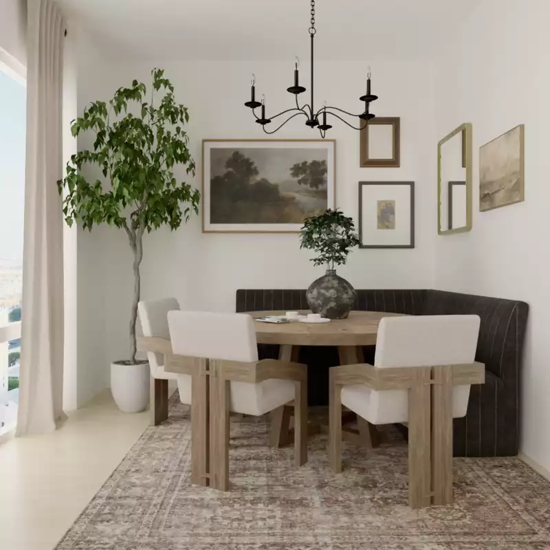 Farmhouse, Transitional, Organic Modern, California Cool, Warm Transitional Living Room Design by Havenly Interior Designer Grace