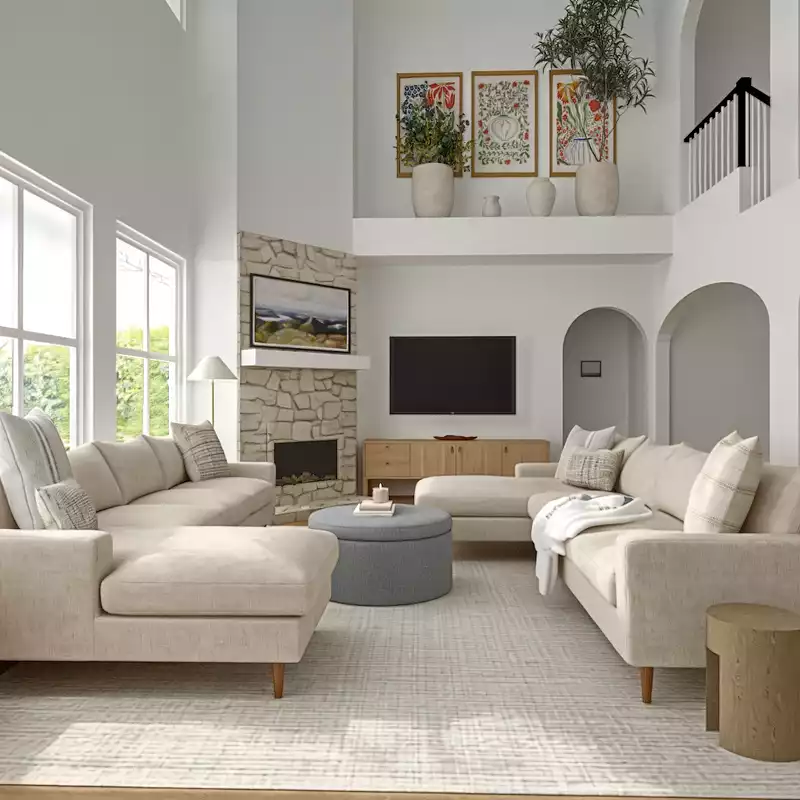 Bohemian, Transitional, Minimal Living Room Design by Havenly Interior Designer Kait
