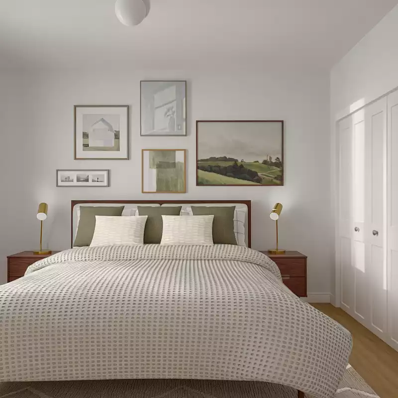 Transitional, Midcentury Modern, Minimal, Midcentury Scandi, Warm Transitional Bedroom Design by Havenly Interior Designer Kait