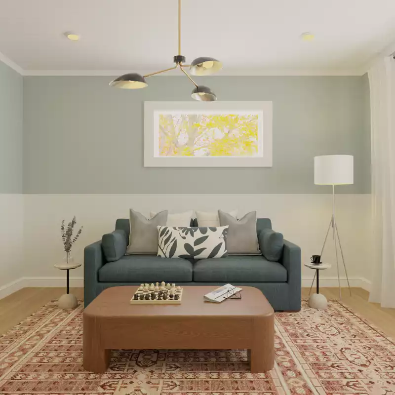 Transitional, Midcentury Modern Living Room Design by Havenly Interior Designer Stephanie
