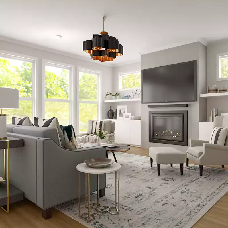 Modern, Glam, Transitional Living Room Design by Havenly Interior Designer Roslyn
