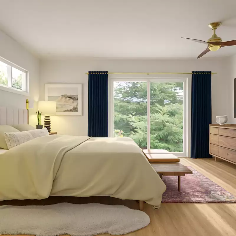 Midcentury Modern, Warm Transitional Bedroom Design by Havenly Interior Designer Kait