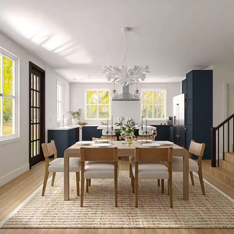 Coastal, Transitional Dining Room Design by Havenly Interior Designer Toussaint