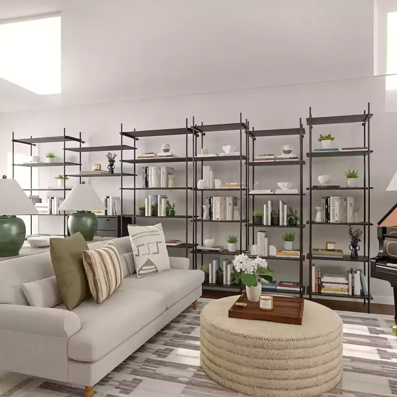 Modern, Warm Transitional Living Room Design by Havenly Interior Designer Florencia