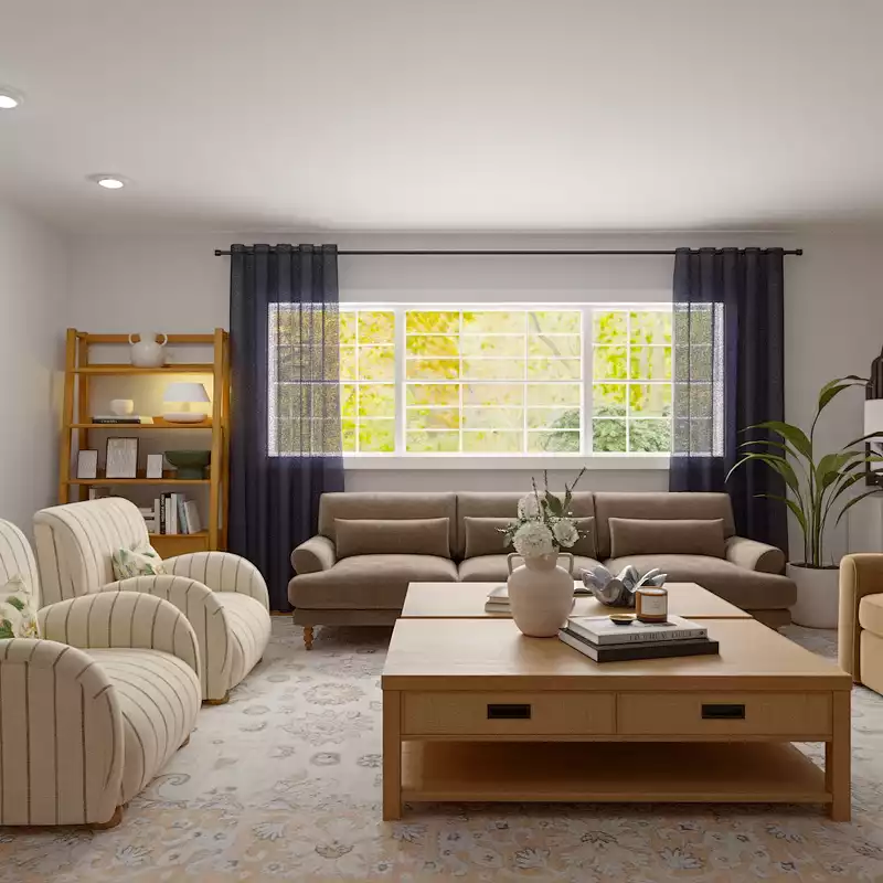 Farmhouse, Transitional, Midcentury Modern, Modern Cottage, Traditional Charm Living Room Design by Havenly Interior Designer Toussaint