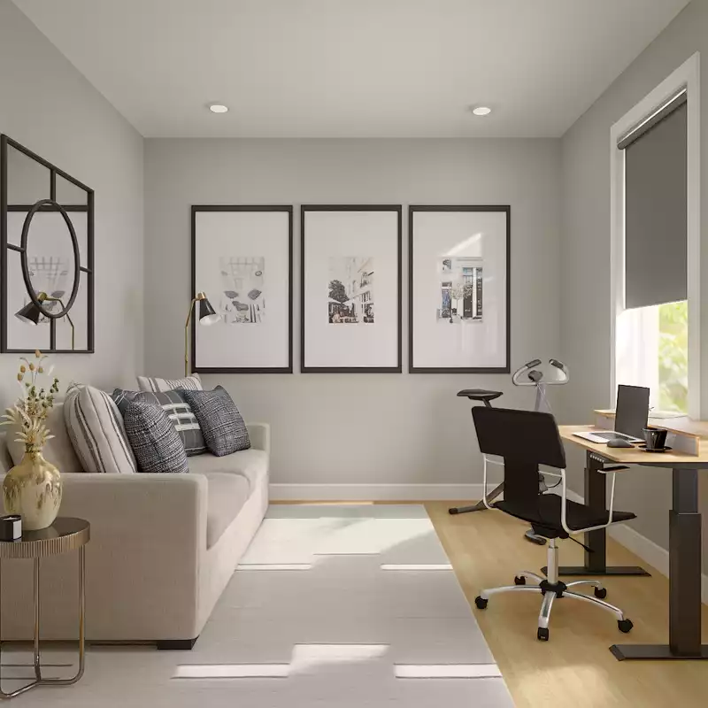 Modern, Industrial, Rustic, Transitional Office Design by Havenly Interior Designer Katie