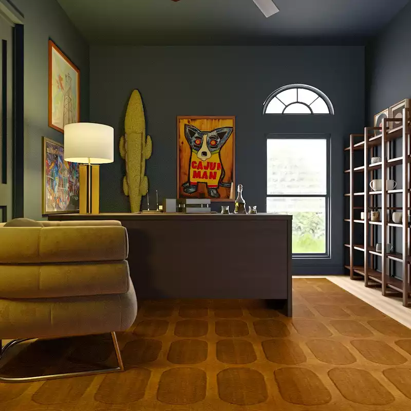 Midcentury Modern, Artful Eclectic Office Design by Havenly Interior Designer Kait