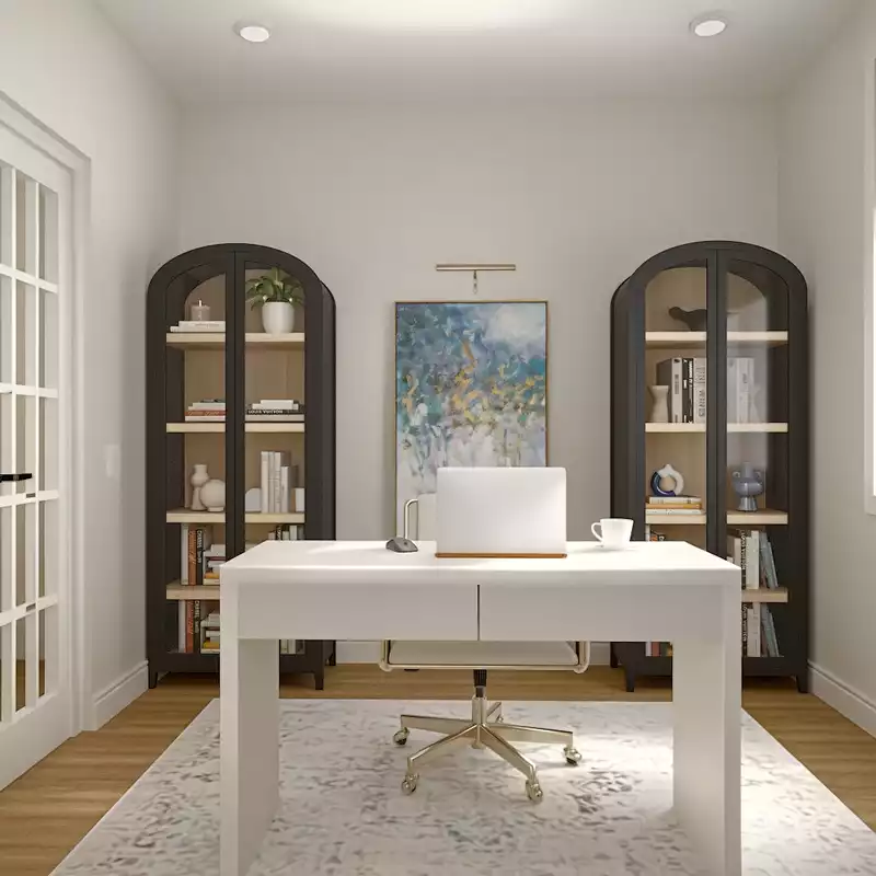 Modern, Coastal, Glam, Transitional Office Design by Havenly Interior Designer Toussaint
