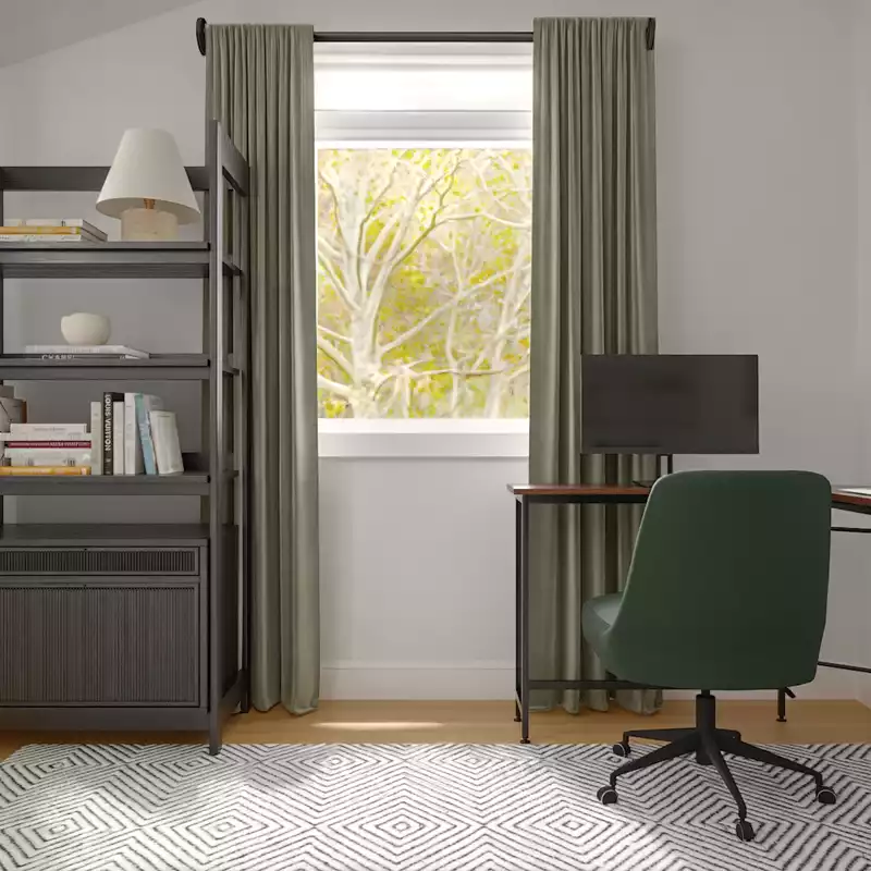 Minimal, Warm Transitional Office Design by Havenly Interior Designer Kelly