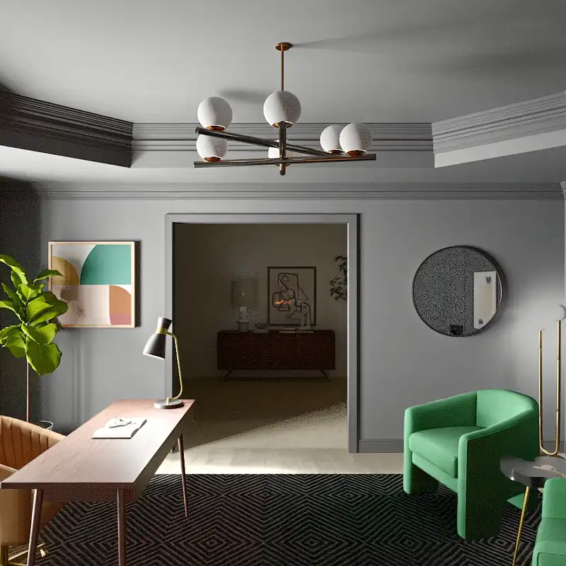 Midcentury Modern Not Sure Yet Design by Havenly Interior Designer Courtney