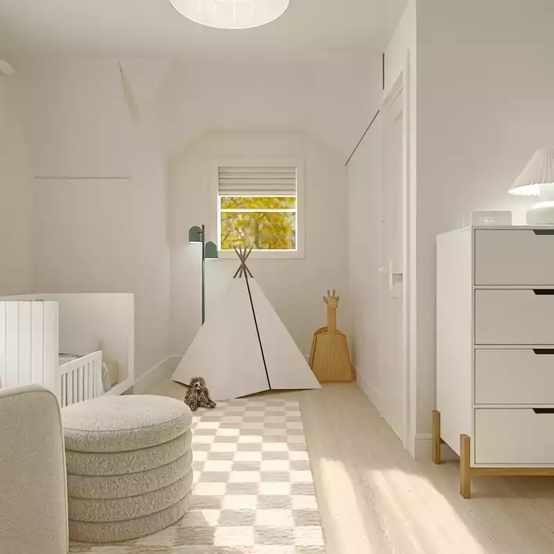 Transitional, Scandinavian, California Cool, Warm Transitional Nursery Design by Havenly Interior Designer Cayla