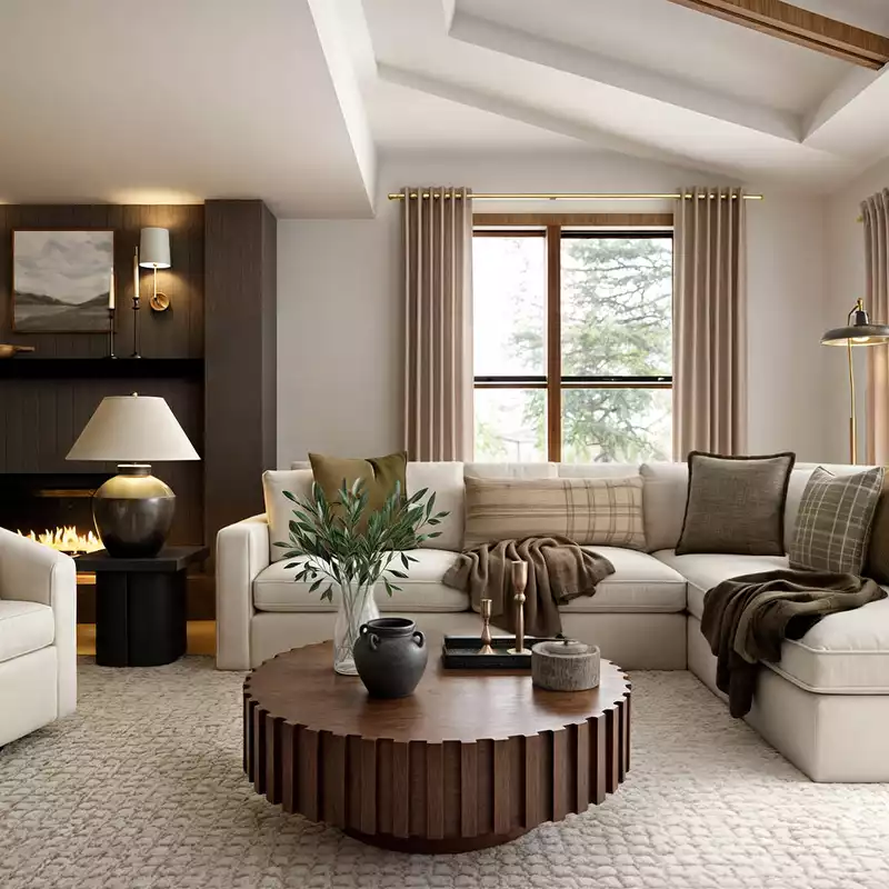 Organic Modern, Warm Transitional Living Room Design by Havenly Interior Designer Malena
