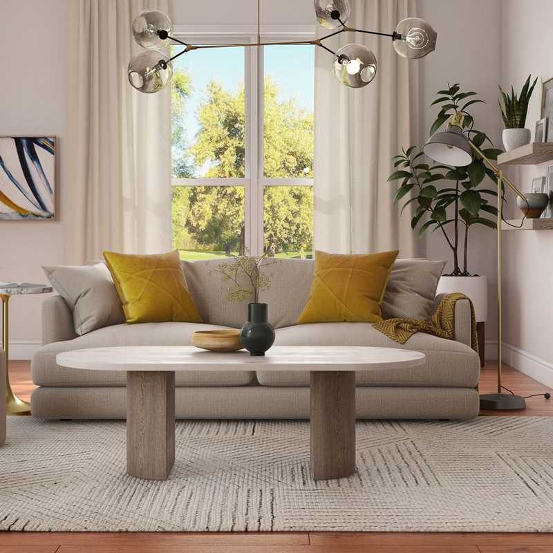 Bohemian, Midcentury Modern Living Room Design by Havenly Interior Designer Rocio