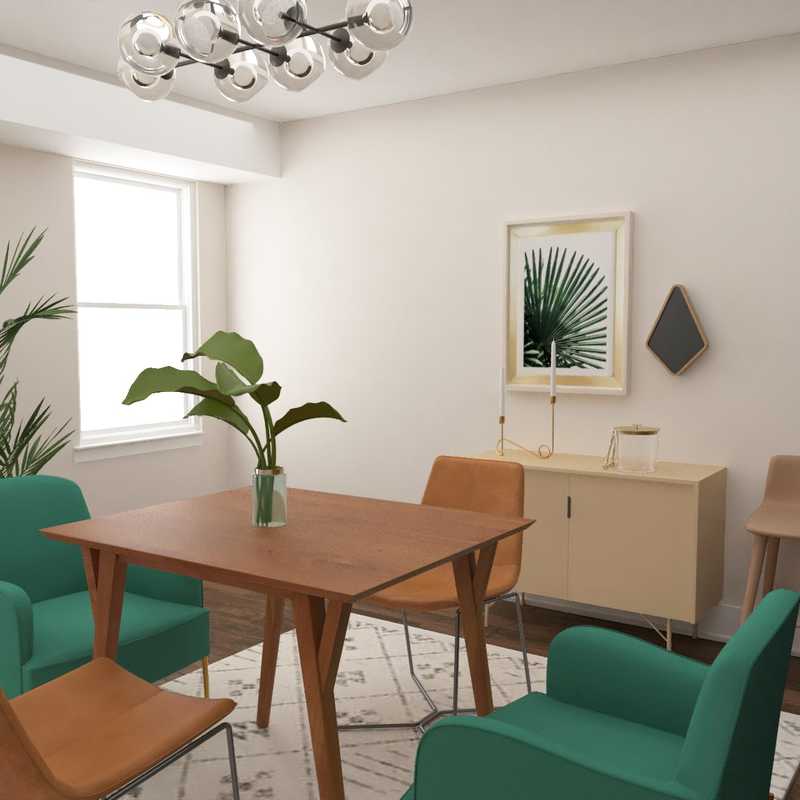 Bohemian, Midcentury Modern Dining Room Design by Havenly Interior Designer Dalayah