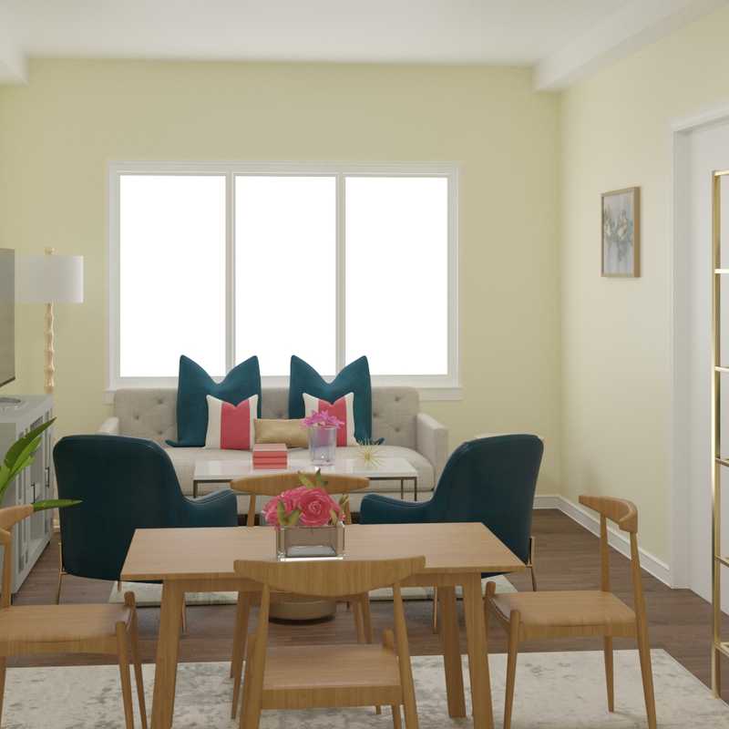 Glam, Preppy Living Room Design by Havenly Interior Designer Anna