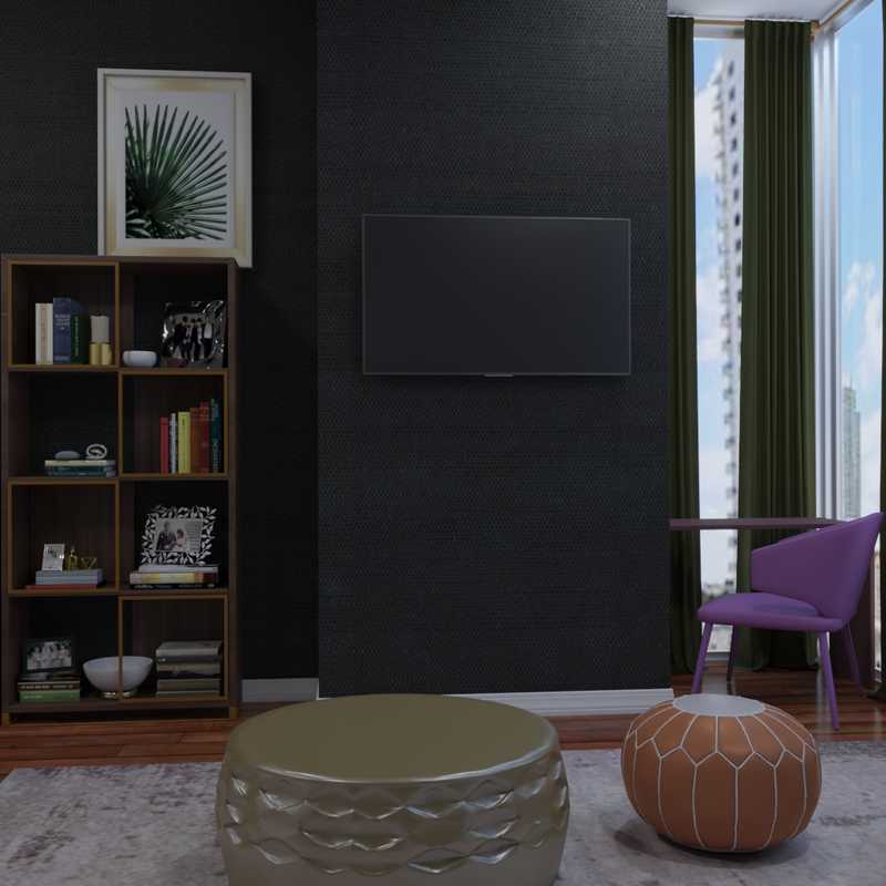 Bohemian, Glam, Preppy Living Room Design by Havenly Interior Designer Jenna