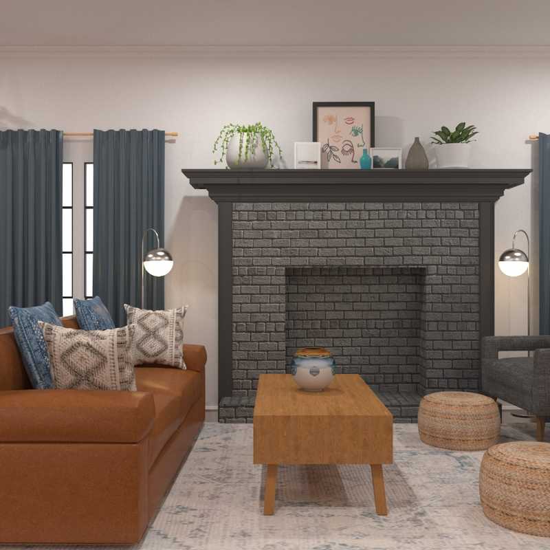 Bohemian, Midcentury Modern Living Room Design by Havenly Interior Designer Anna