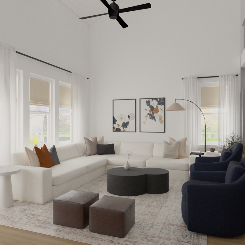 Transitional, Minimal, Classic Contemporary Living Room Design by Havenly Interior Designer Rachel