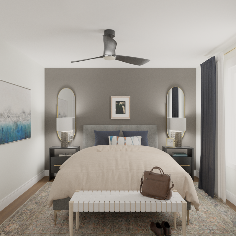 Modern, Glam, Midcentury Modern Bedroom Design by Havenly Interior Designer Toussaint