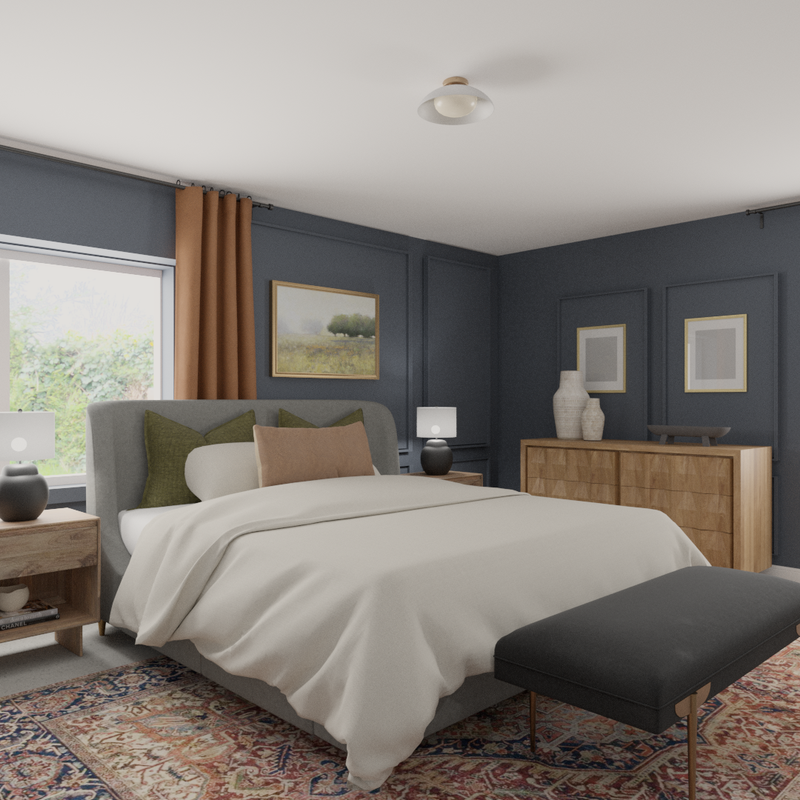 Eclectic, Bohemian, Midcentury Modern Bedroom Design by Havenly Interior Designer Kylie