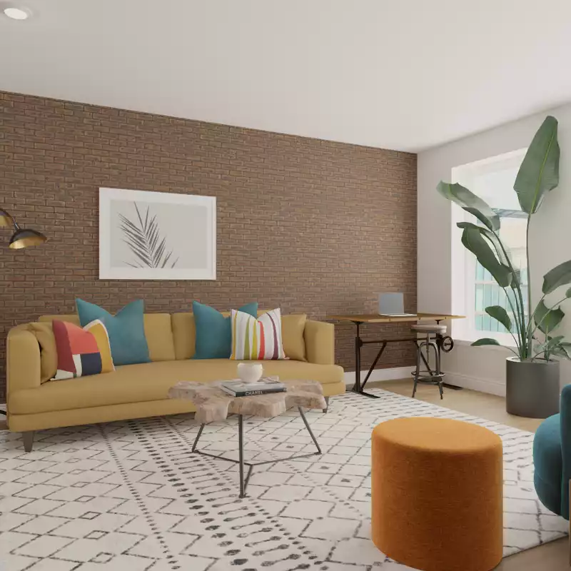 Eclectic, Industrial, Midcentury Modern Living Room Design by Havenly Interior Designer Maura