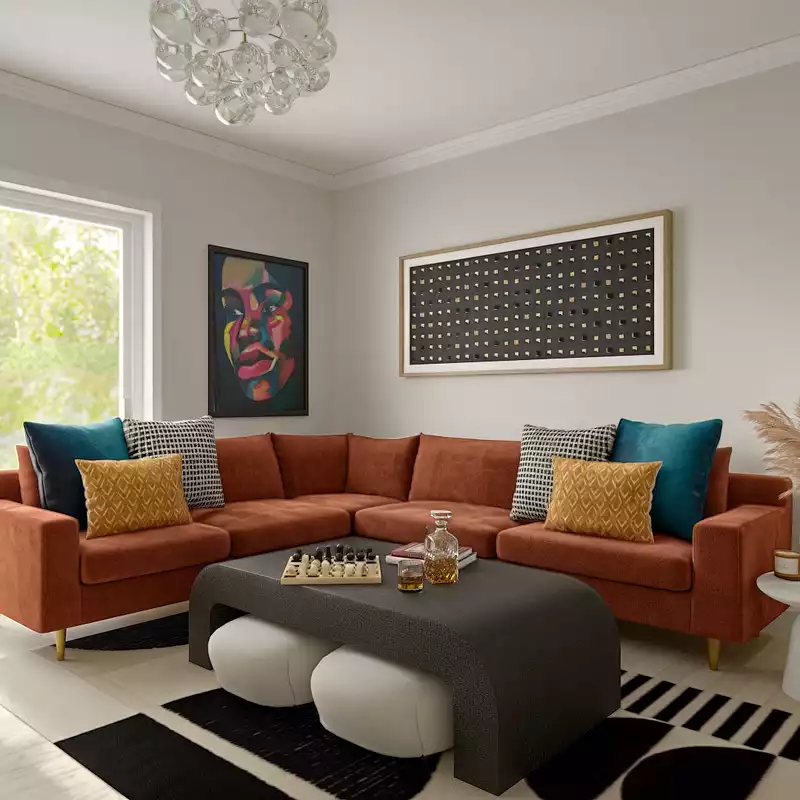 Contemporary, Modern, Glam, Classic Contemporary Living Room Design by Havenly Interior Designer Alyssa