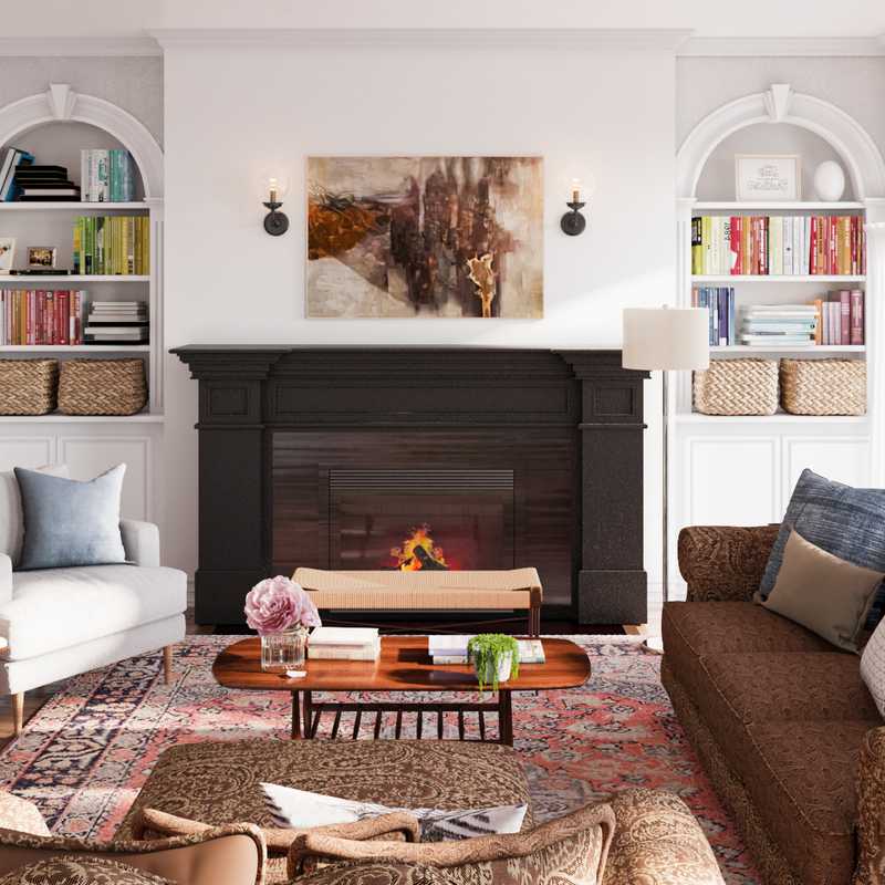 Bohemian, Midcentury Modern Living Room Design by Havenly Interior Designer Carla