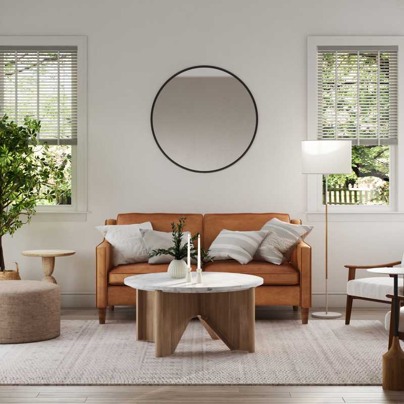 Bohemian, Coastal, Midcentury Modern, Scandinavian Living Room Design by Havenly Interior Designer Romina