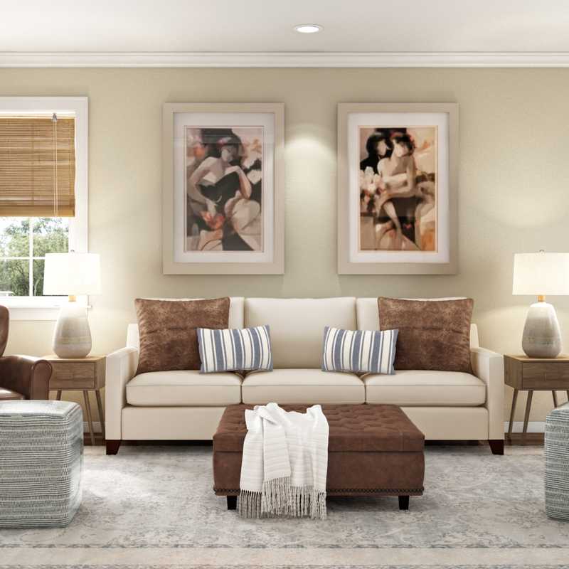 Contemporary, Classic, Coastal Living Room Design by Havenly Interior Designer Randi