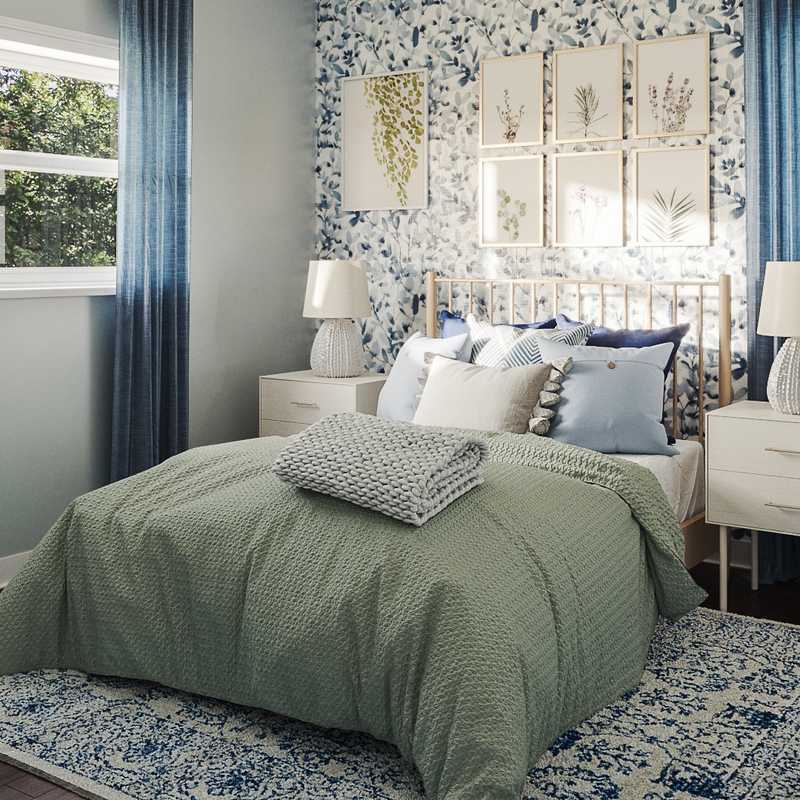 Bohemian, Midcentury Modern Bedroom Design by Havenly Interior Designer Emily