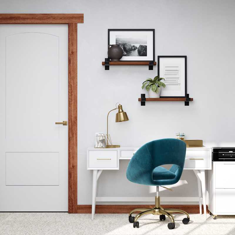 Midcentury Modern, Scandinavian Office Design by Havenly Interior Designer Isabella