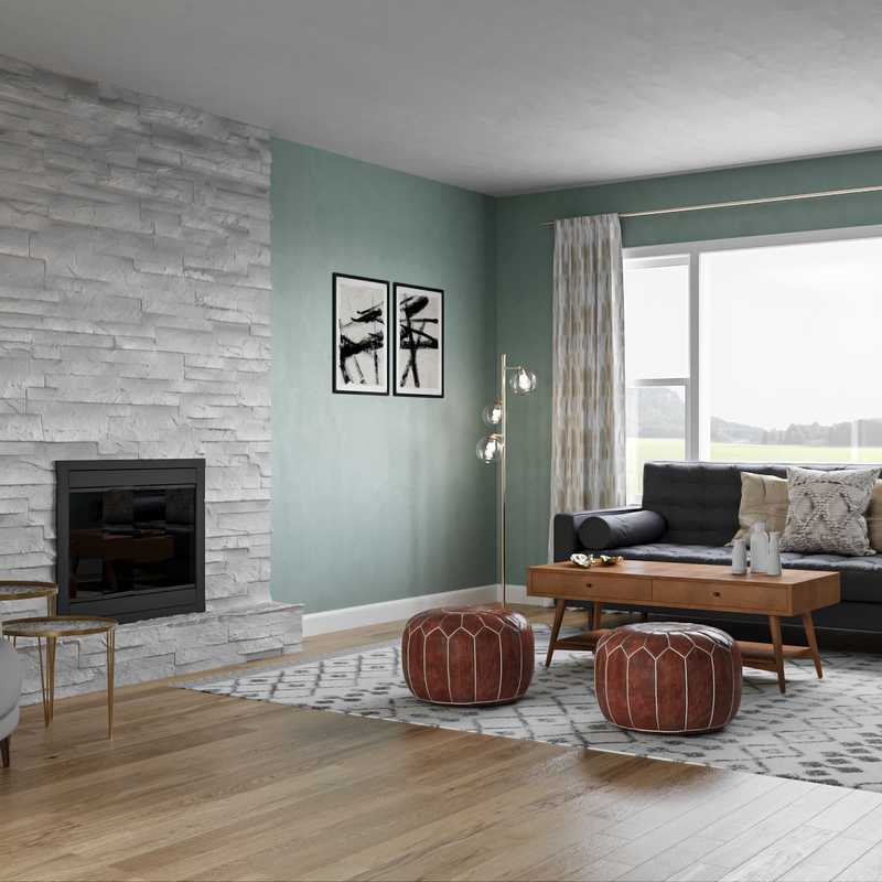 Bohemian, Midcentury Modern Living Room Design by Havenly Interior Designer Selene