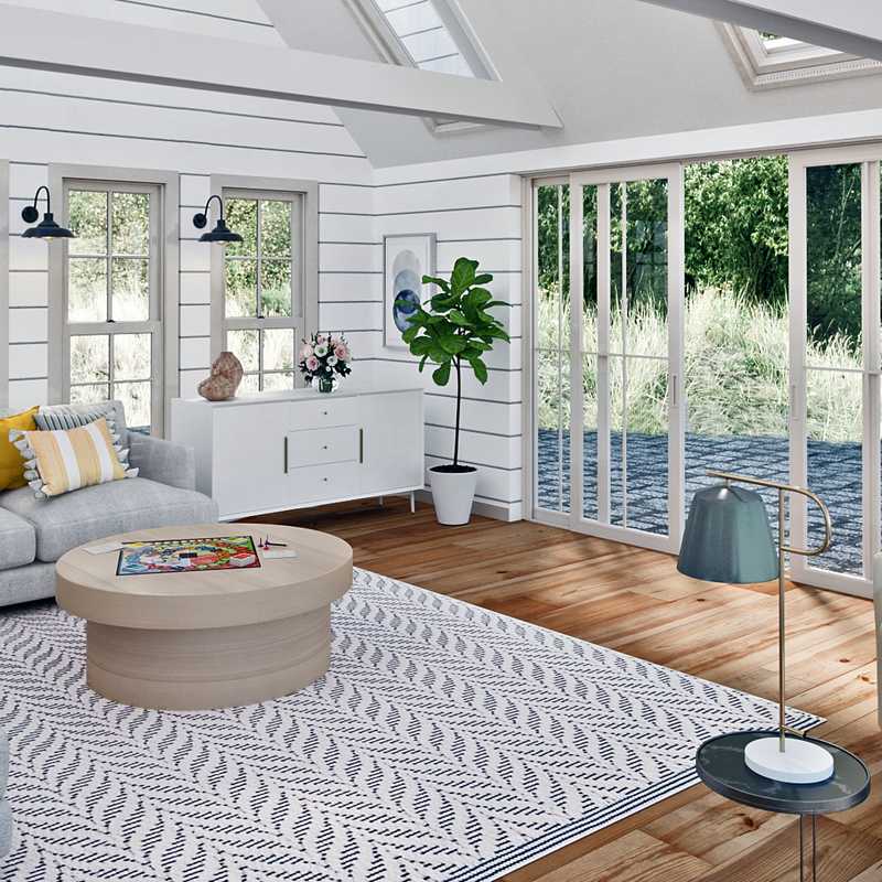 Coastal, Farmhouse Living Room Design by Havenly Interior Designer Ariadna