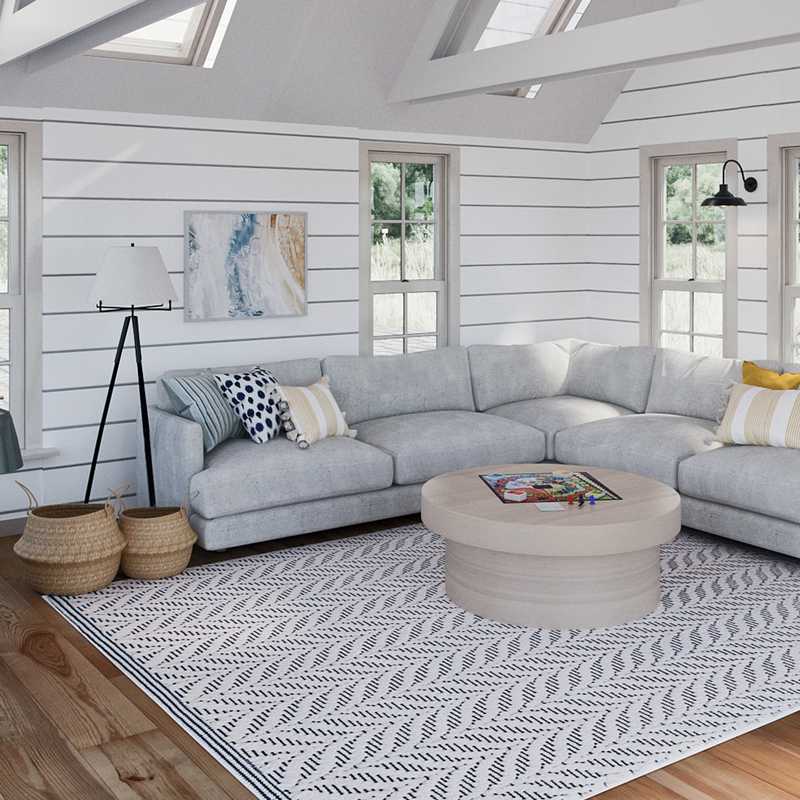 Coastal, Farmhouse Living Room Design by Havenly Interior Designer Ariadna