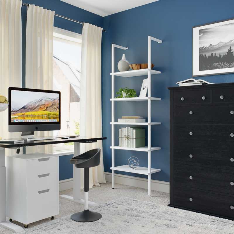 Bohemian, Rustic, Midcentury Modern Office Design by Havenly Interior Designer Tara