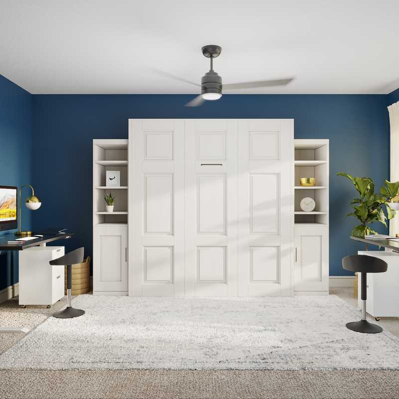 Bohemian, Rustic, Midcentury Modern Office Design by Havenly Interior Designer Tara