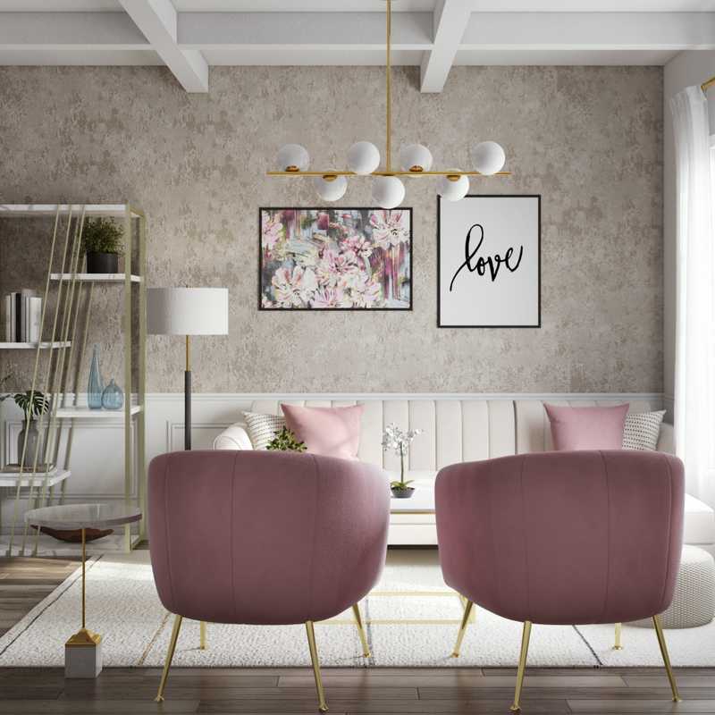 Glam, Minimal Living Room Design by Havenly Interior Designer Stephanie