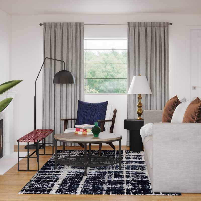 Modern, Industrial, Farmhouse, Midcentury Modern Living Room Design by Havenly Interior Designer Karen