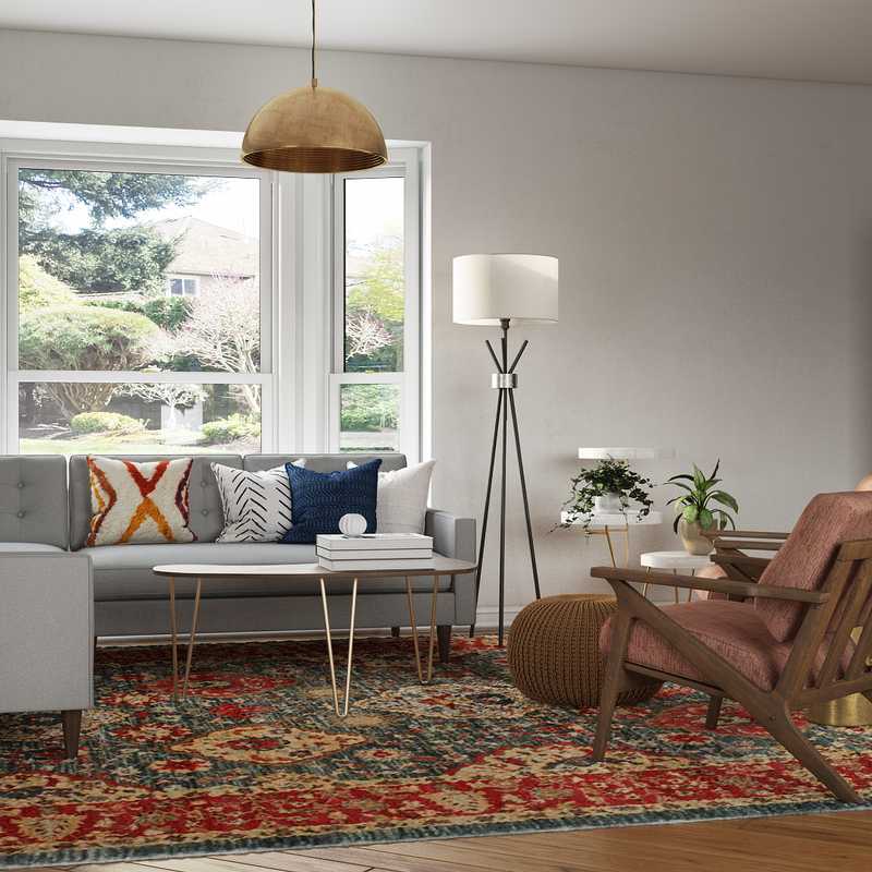 Bohemian, Midcentury Modern Living Room Design by Havenly Interior Designer Patrice