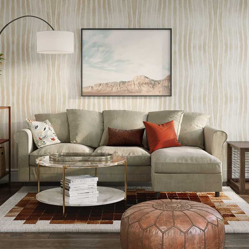 Modern, Eclectic, Bohemian, Global, Southwest Inspired, Midcentury Modern Living Room Design by Havenly Interior Designer Michelle