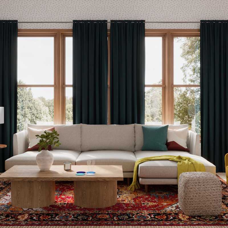Eclectic, Bohemian, Midcentury Modern Living Room Design by Havenly Interior Designer Kayti