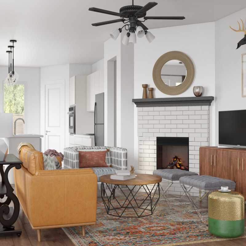 Bohemian, Glam Living Room Design by Havenly Interior Designer Elizabeth