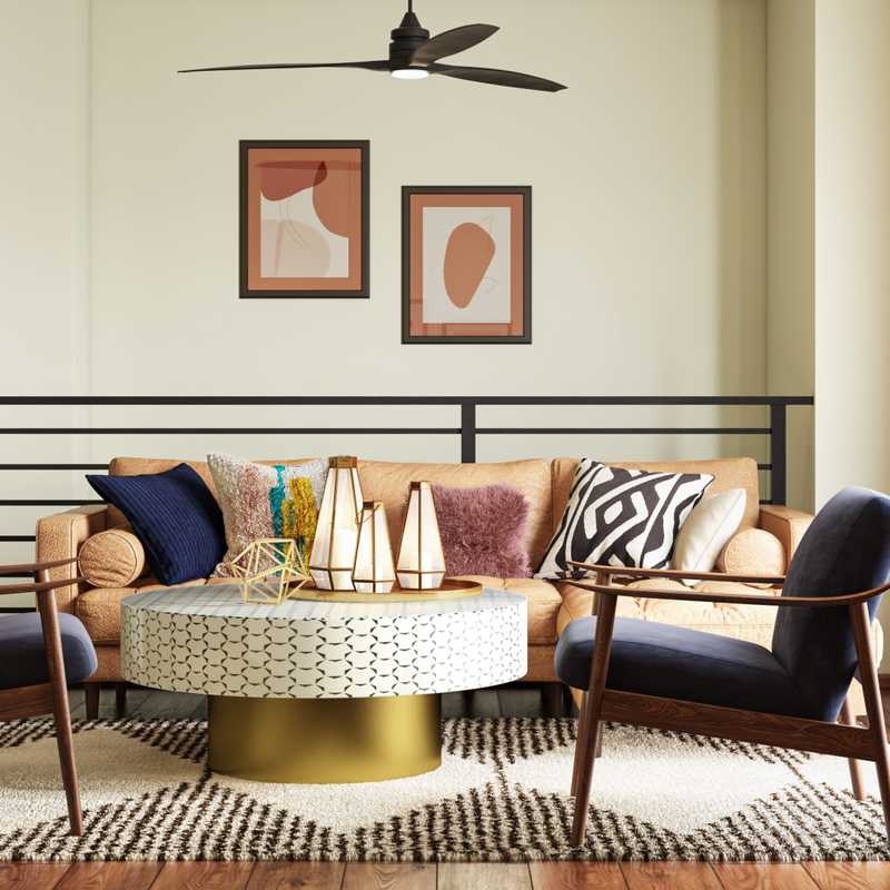 Global, Midcentury Modern Living Room Design by Havenly Interior Designer Claire