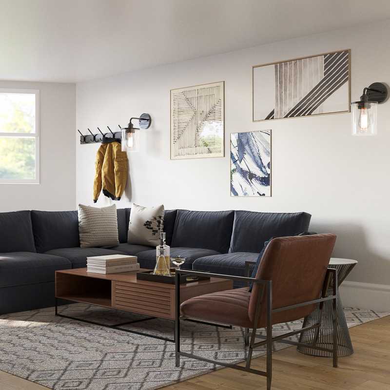 Industrial, Midcentury Modern Living Room Design by Havenly Interior Designer Kaylee