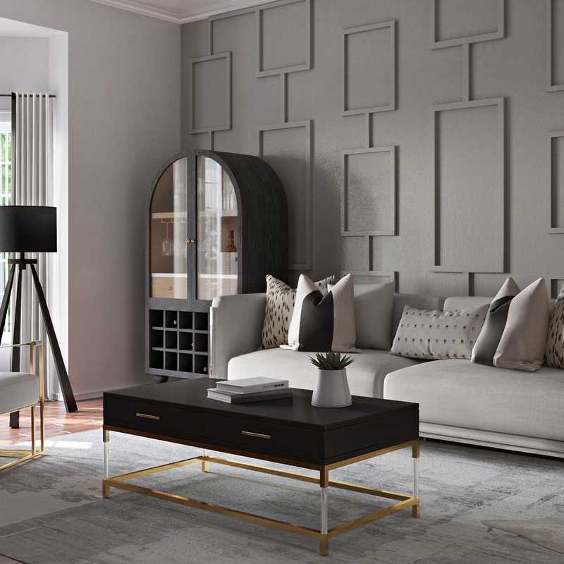Contemporary, Modern, Glam Living Room Design by Havenly Interior Designer Ashlyn