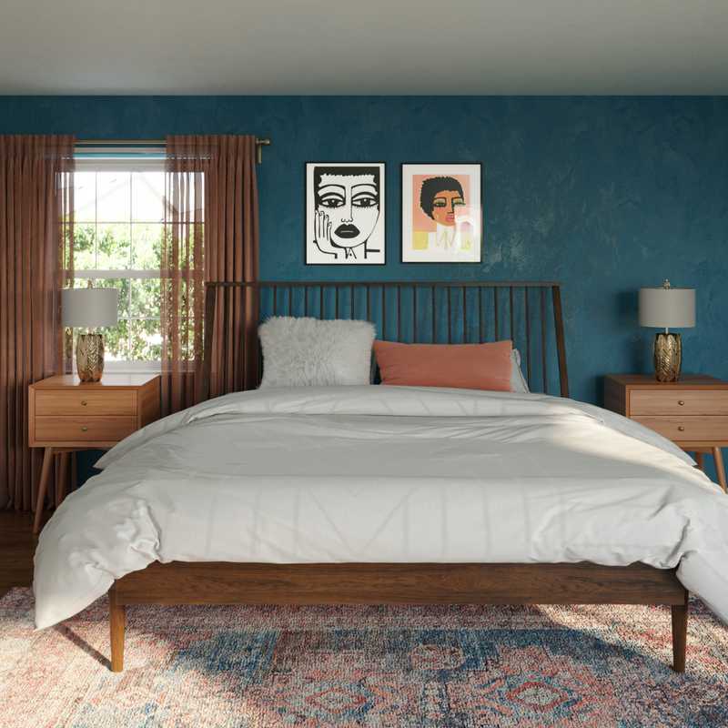 Bohemian, Midcentury Modern Bedroom Design by Havenly Interior Designer Athena