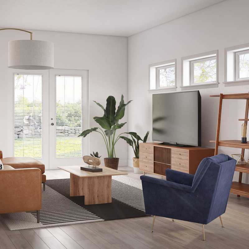 Bohemian, Midcentury Modern Living Room Design by Havenly Interior Designer Lena