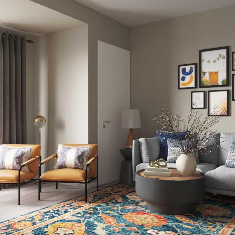 Modern, Bohemian, Midcentury Modern Living Room Design by Havenly Interior Designer Briana