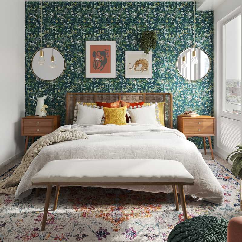Eclectic, Bohemian, Midcentury Modern Bedroom Design by Havenly Interior Designer Kristin