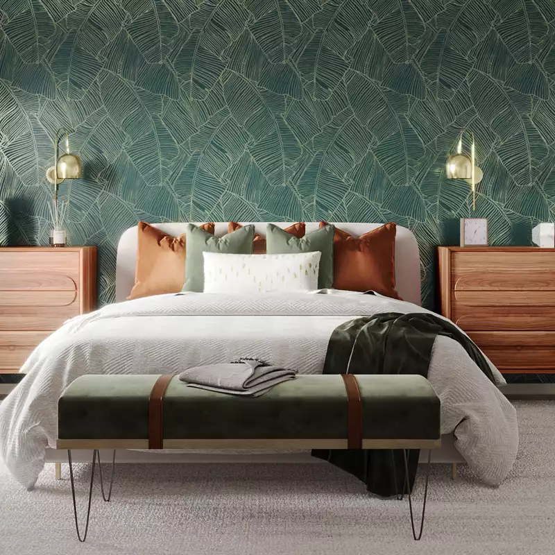 Bohemian, Glam, Midcentury Modern, Scandinavian Bedroom Design by Havenly Interior Designer Ingrid